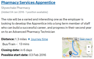 Find an apprenticeship travel time