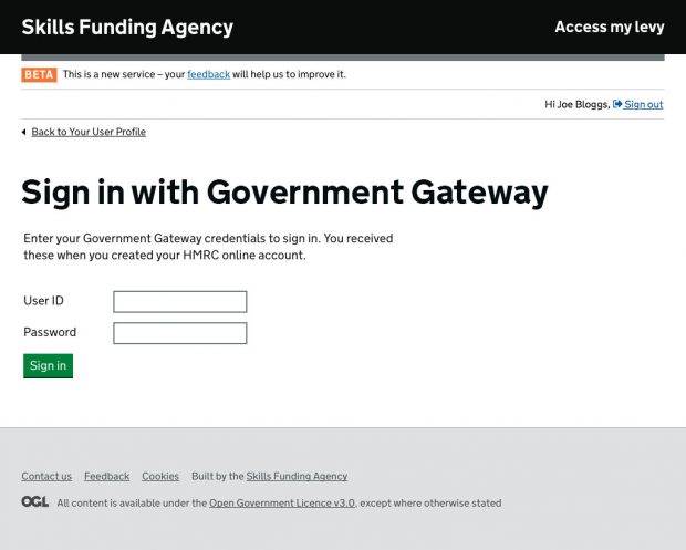 An image of signing in with Government Gateway 